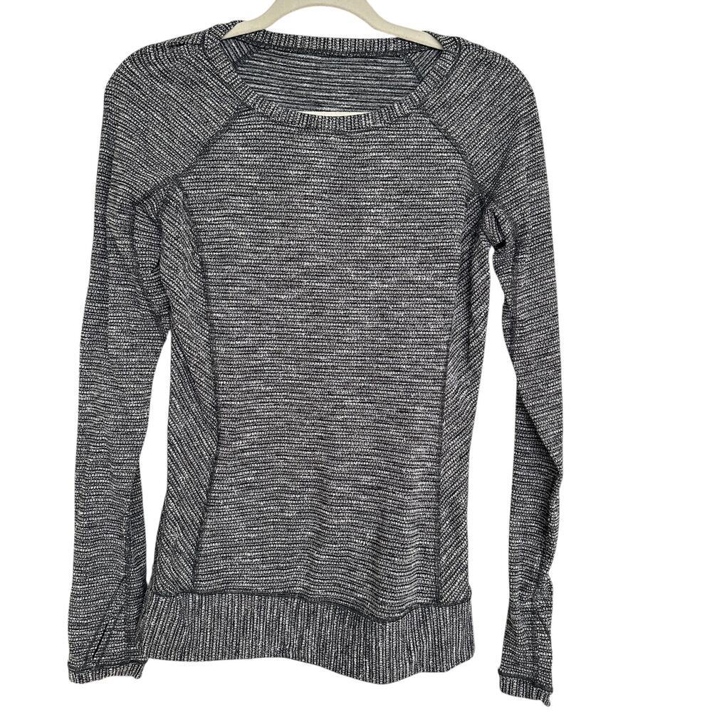 Lululemon Women's Black/White Race Your Pace Long Sleeve Shirt, Size 6, EUC